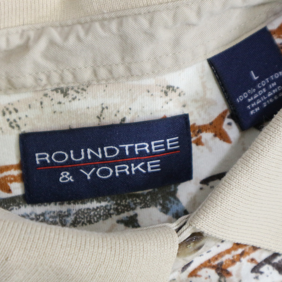 VTG ROUNDTREE & YORKE Shark Print Polo Shirt - Picture 5 of 7